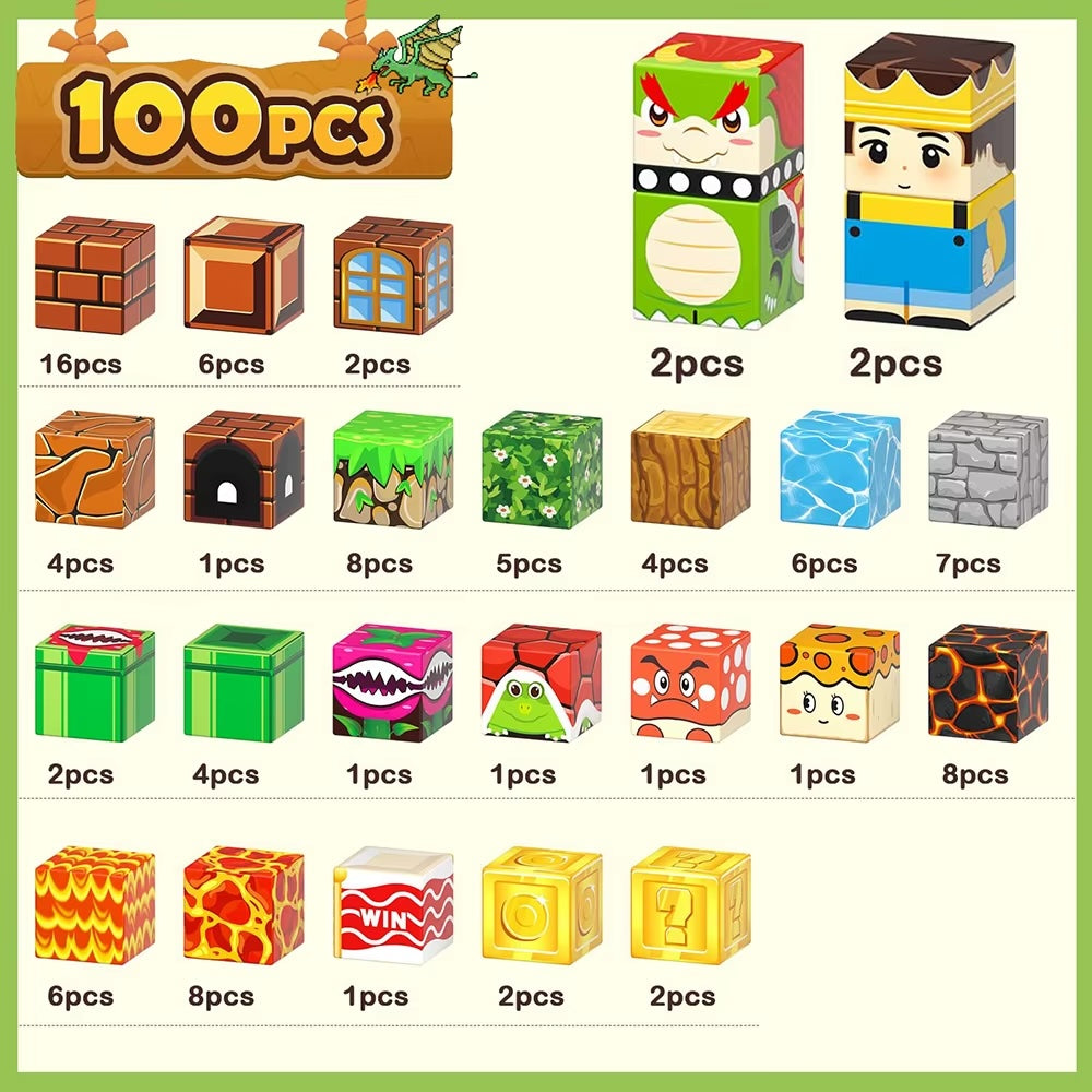 TiniSteps Premium Magnetic Blocks: 100-Piece Creator Set