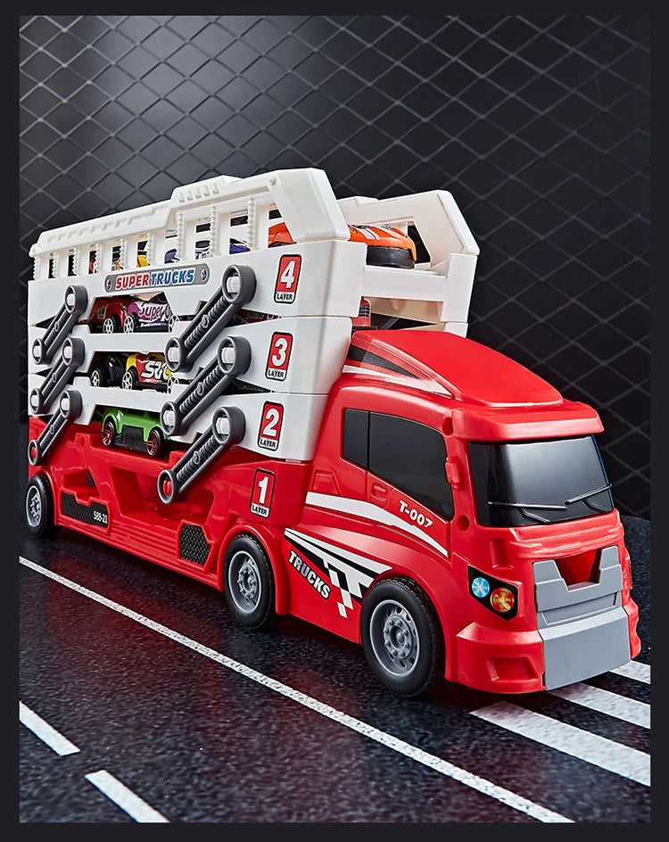 Pop-up container-style truck engineering vehicle, racing toy, children's toy push-pull vehicle equipped with 6 alloy wheels, Chi